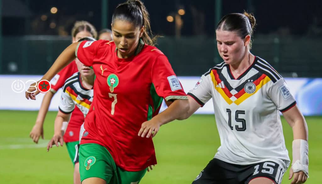 Les joueuses de l'équipe nationale marocaine féminine des moins de 17 ans lors du match contre l'Allemagne lors de la Coupe